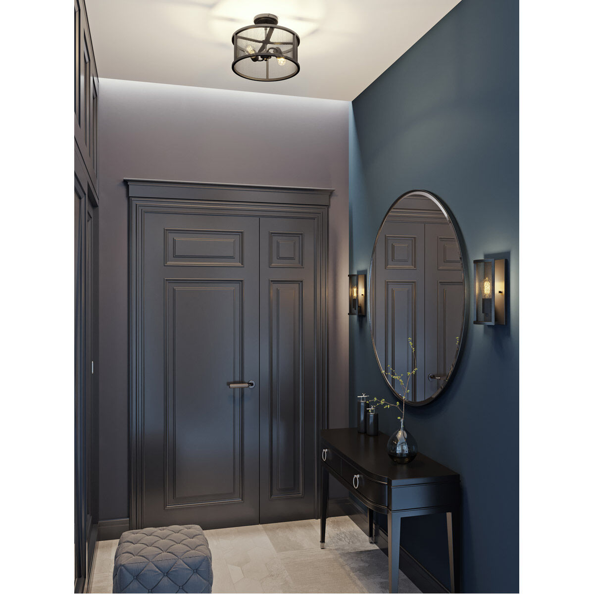 Austin 2 Light 14 inch Bronze Flush Mount Ceiling Light